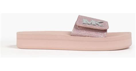 pink michael kors slides|michael kors slides with studs.